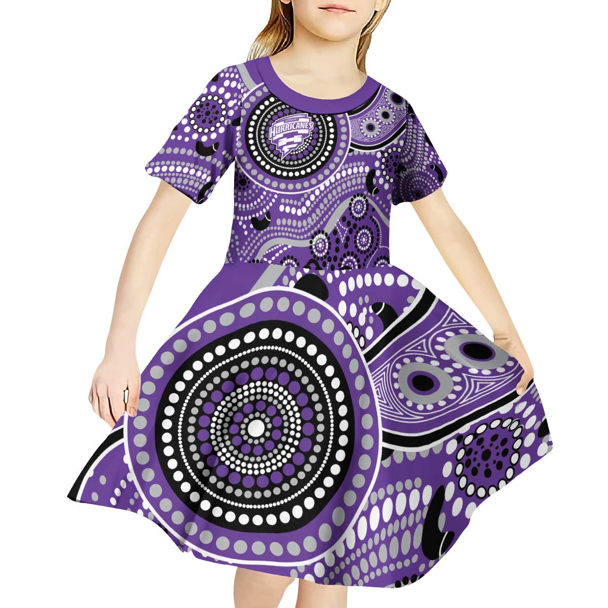 Hurricanes Cricket Custom Kid Short Sleeve Dress Australian Aboriginal - Vibe Hoodie Shop