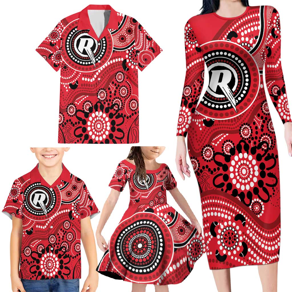 Renegades Cricket Custom Family Matching Long Sleeve Bodycon Dress and Hawaiian Shirt Australian Aboriginal