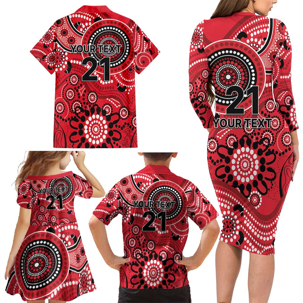 Renegades Cricket Custom Family Matching Long Sleeve Bodycon Dress and Hawaiian Shirt Australian Aboriginal