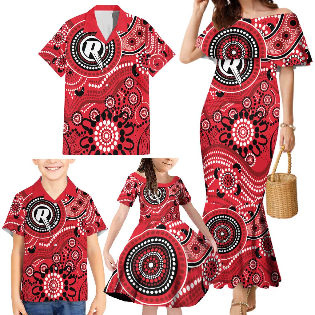 Renegades Cricket Custom Family Matching Mermaid Dress and Hawaiian Shirt Australian Aboriginal