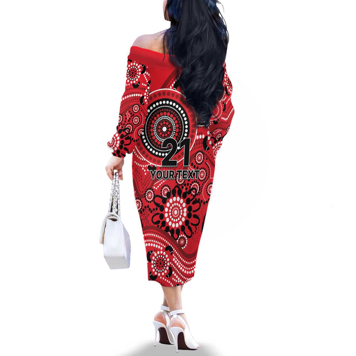 Renegades Cricket Custom Family Matching Off The Shoulder Long Sleeve Dress and Hawaiian Shirt Australian Aboriginal