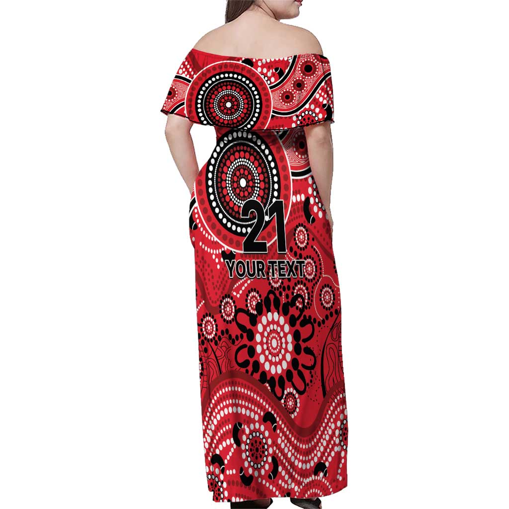 Renegades Cricket Custom Family Matching Off Shoulder Maxi Dress and Hawaiian Shirt Australian Aboriginal