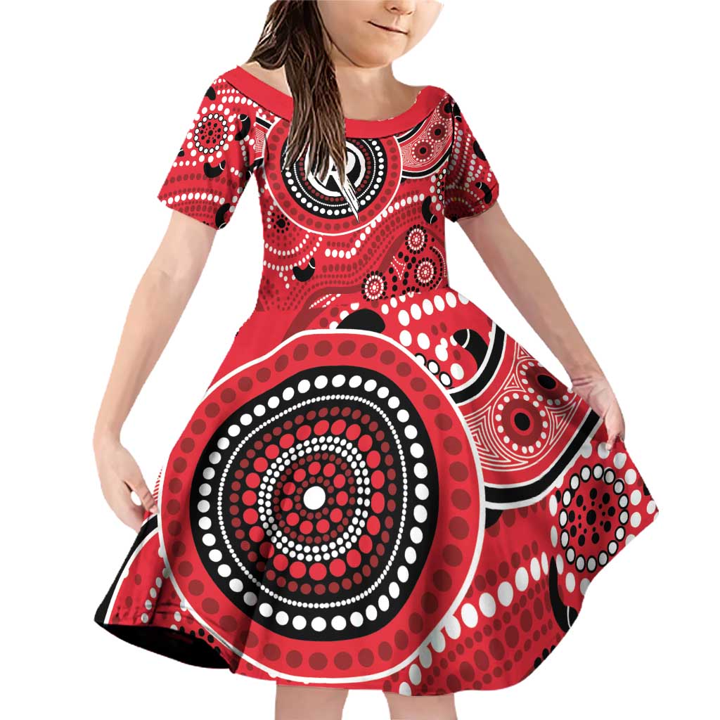 Renegades Cricket Custom Family Matching Off Shoulder Short Dress and Hawaiian Shirt Australian Aboriginal