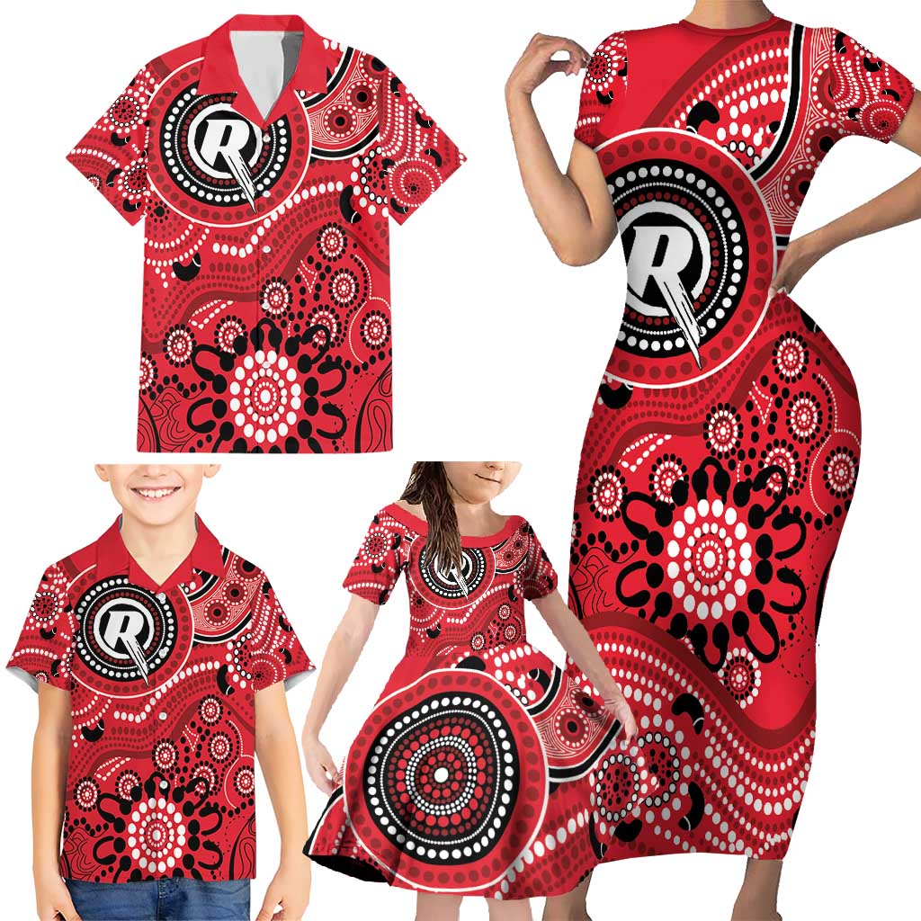 Renegades Cricket Custom Family Matching Short Sleeve Bodycon Dress and Hawaiian Shirt Australian Aboriginal