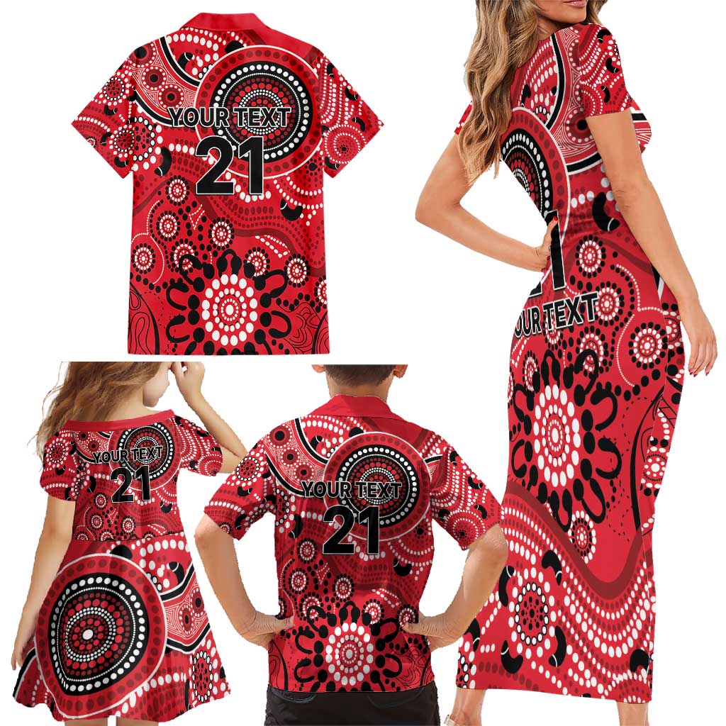 Renegades Cricket Custom Family Matching Short Sleeve Bodycon Dress and Hawaiian Shirt Australian Aboriginal