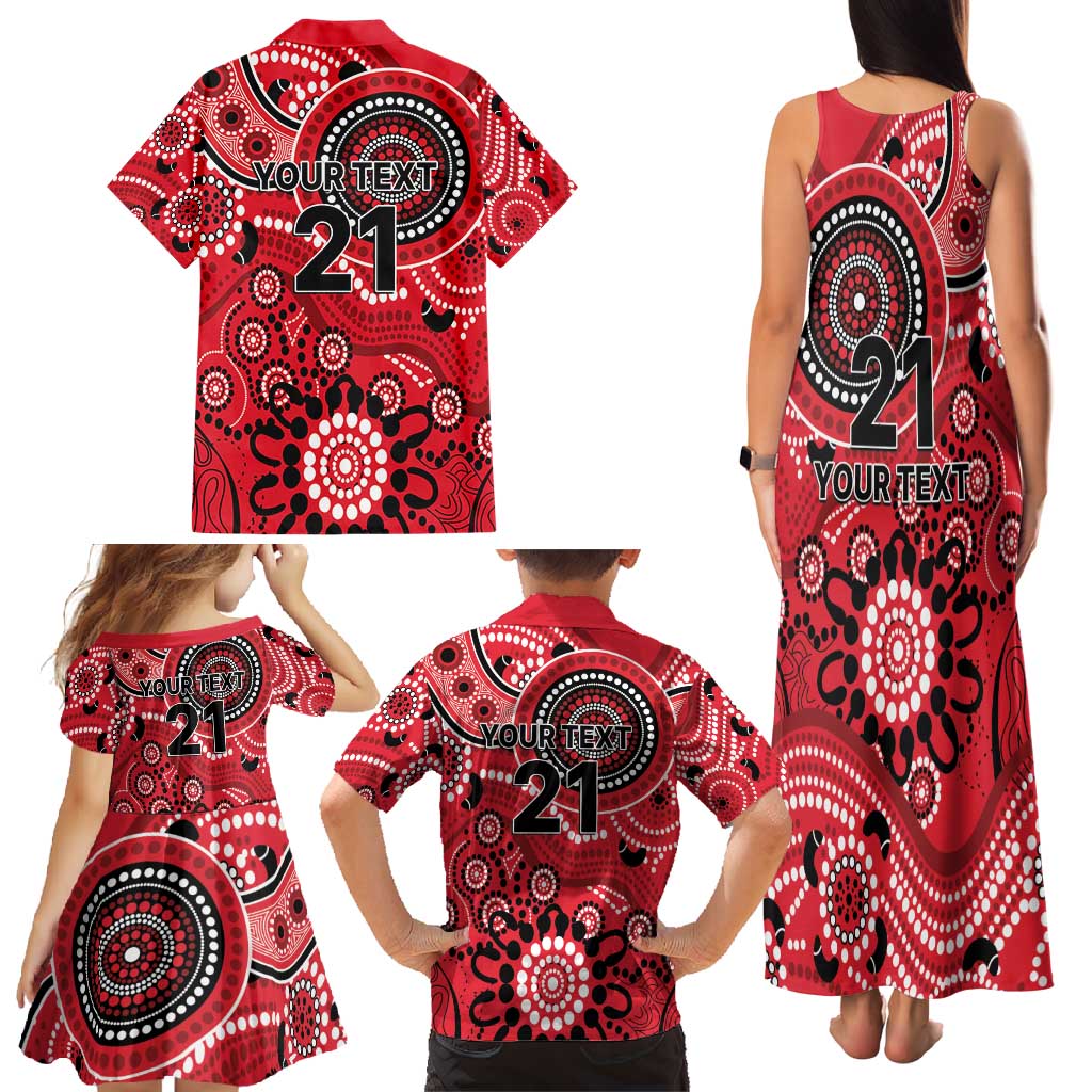 Renegades Cricket Custom Family Matching Tank Maxi Dress and Hawaiian Shirt Australian Aboriginal