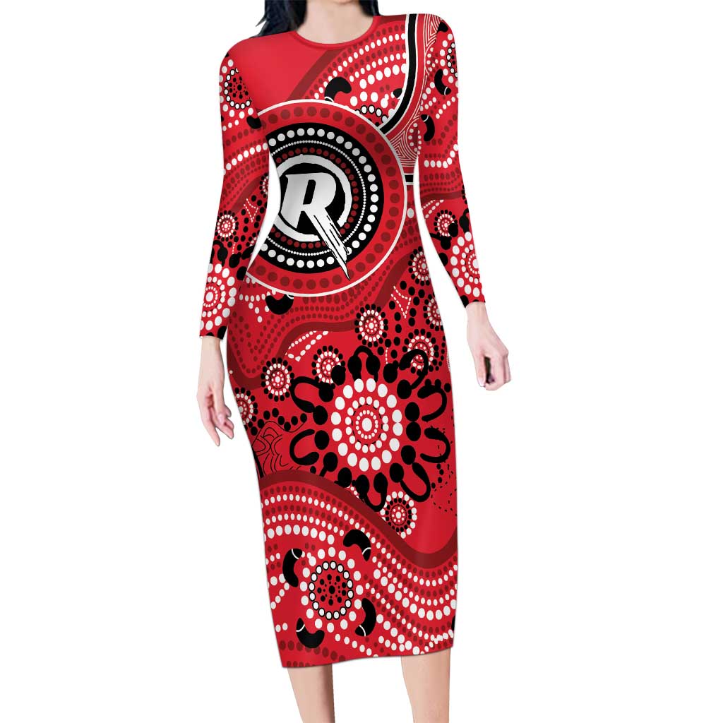 Renegades Cricket Custom Long Sleeve Bodycon Dress Australian Aboriginal