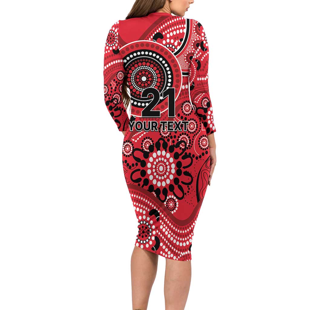 Renegades Cricket Custom Long Sleeve Bodycon Dress Australian Aboriginal