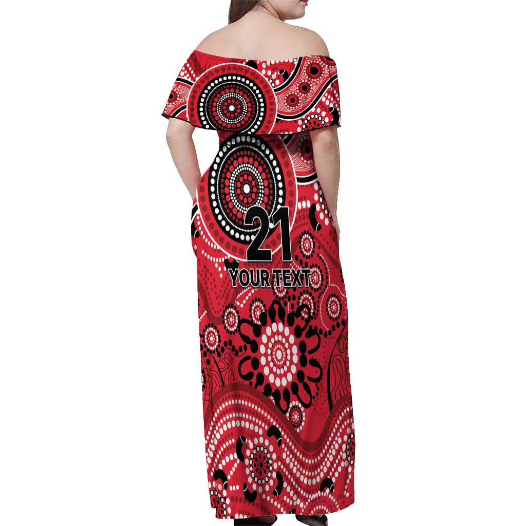 Renegades Cricket Custom Off Shoulder Maxi Dress Australian Aboriginal