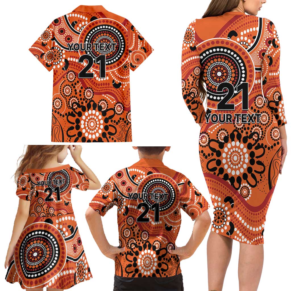 Scorchers Cricket Custom Family Matching Long Sleeve Bodycon Dress and Hawaiian Shirt Australian Aboriginal