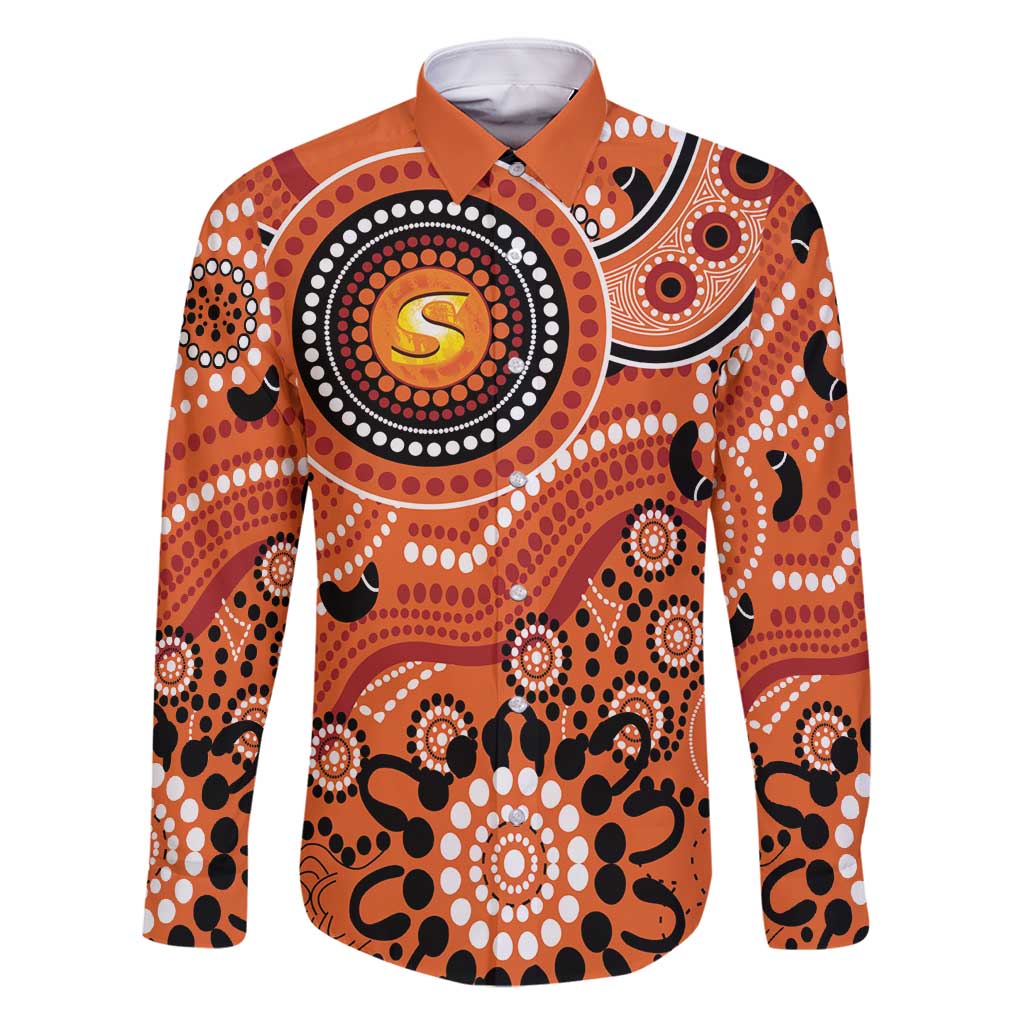 Scorchers Cricket Custom Family Matching Long Sleeve Bodycon Dress and Hawaiian Shirt Australian Aboriginal