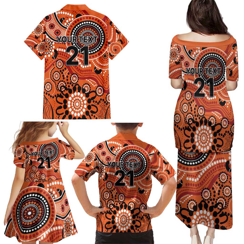 Scorchers Cricket Custom Family Matching Puletasi and Hawaiian Shirt Australian Aboriginal