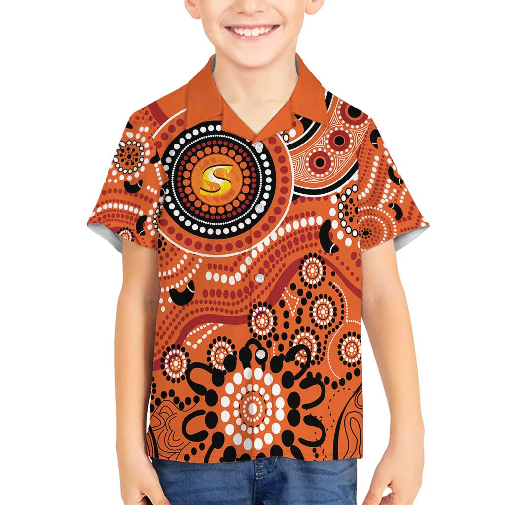 Scorchers Cricket Custom Family Matching Puletasi and Hawaiian Shirt Australian Aboriginal