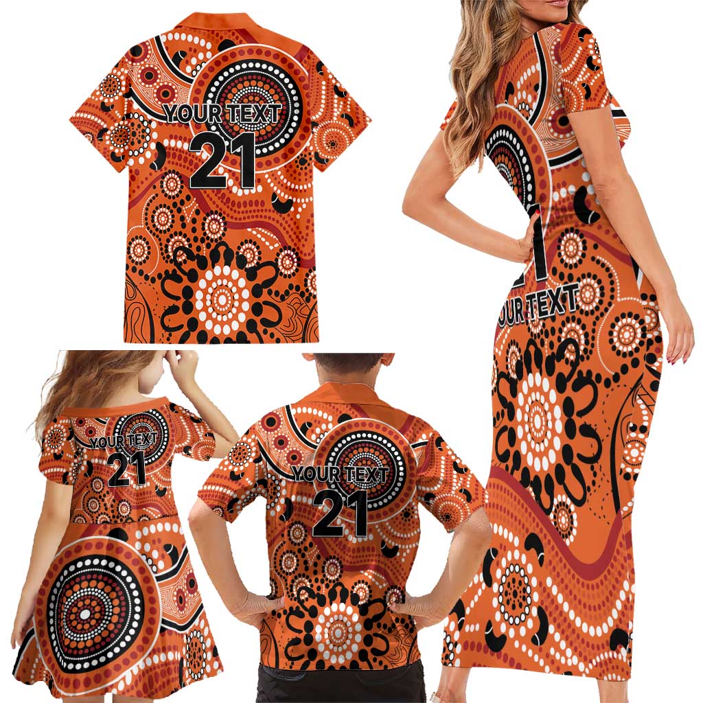 Scorchers Cricket Custom Family Matching Short Sleeve Bodycon Dress and Hawaiian Shirt Australian Aboriginal