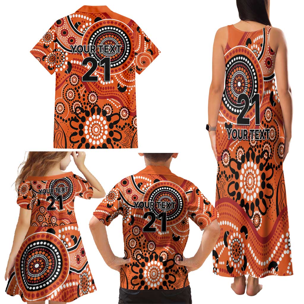 Scorchers Cricket Custom Family Matching Tank Maxi Dress and Hawaiian Shirt Australian Aboriginal