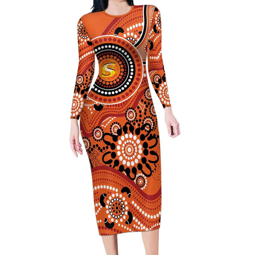 Scorchers Cricket Custom Long Sleeve Bodycon Dress Australian Aboriginal