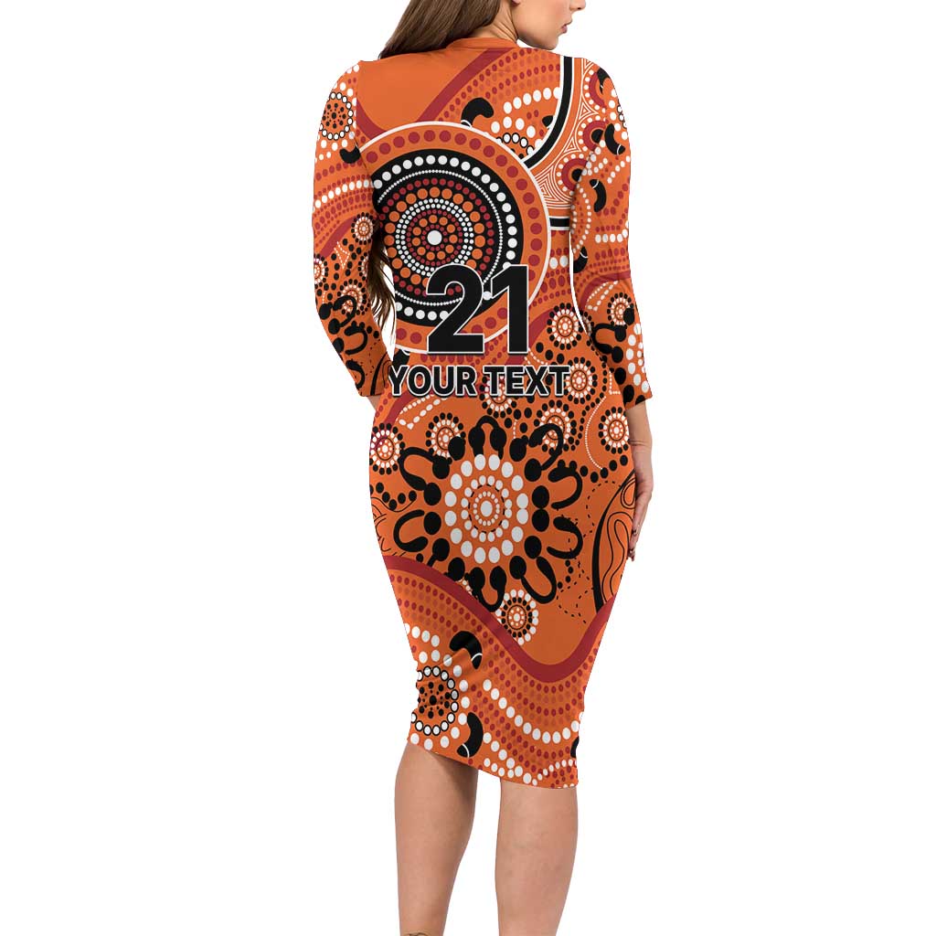 Scorchers Cricket Custom Long Sleeve Bodycon Dress Australian Aboriginal