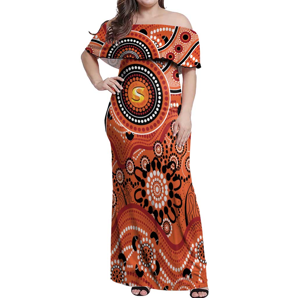 Scorchers Cricket Custom Off Shoulder Maxi Dress Australian Aboriginal