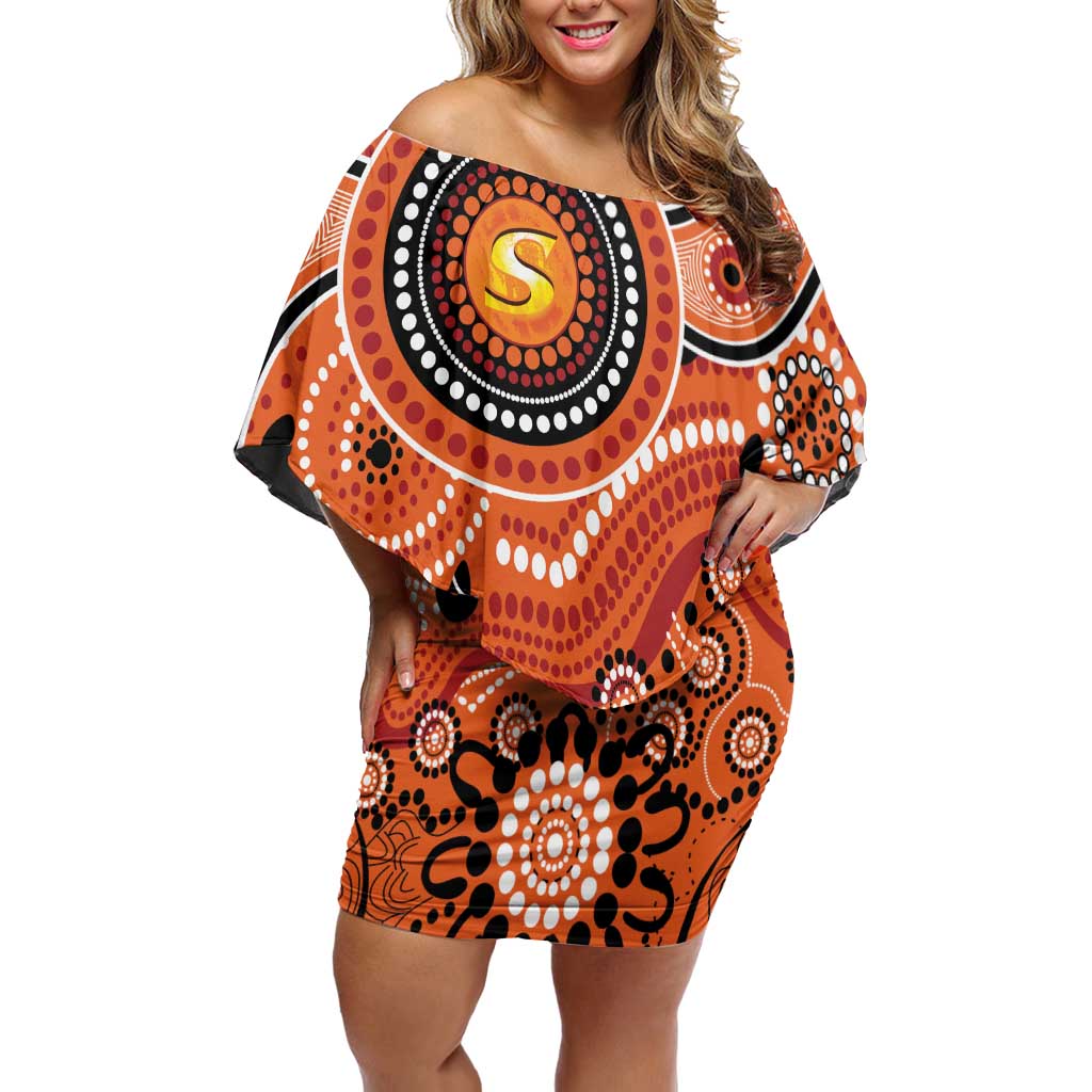 Scorchers Cricket Custom Off Shoulder Short Dress Australian Aboriginal