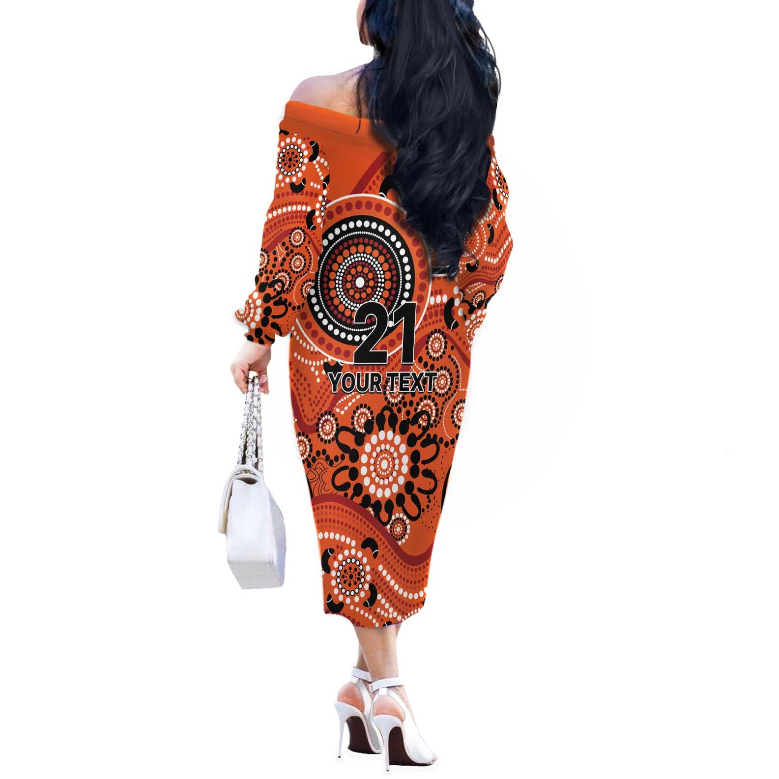 Scorchers Cricket Custom Off The Shoulder Long Sleeve Dress Australian Aboriginal