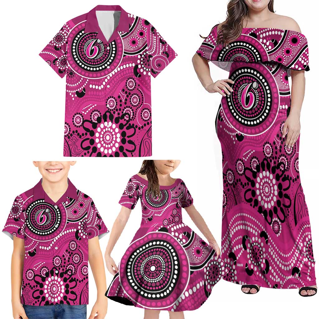 Sixers Cricket Custom Family Matching Off Shoulder Maxi Dress and Hawaiian Shirt Australian Aboriginal