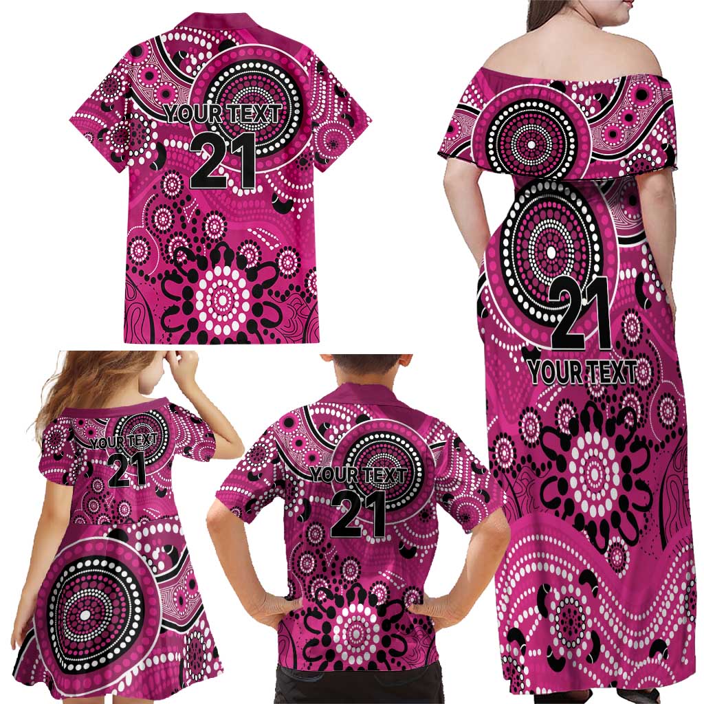 Sixers Cricket Custom Family Matching Off Shoulder Maxi Dress and Hawaiian Shirt Australian Aboriginal