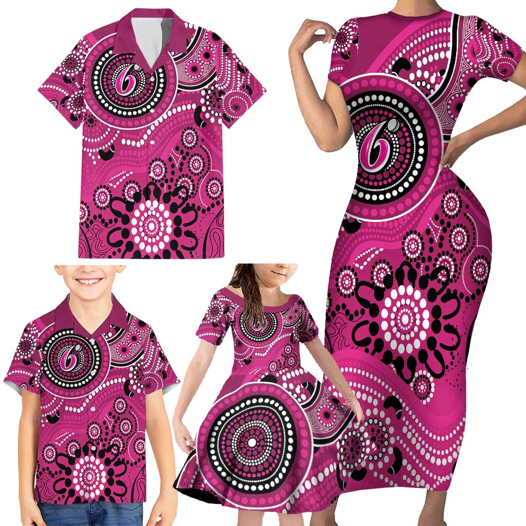 Sixers Cricket Custom Family Matching Short Sleeve Bodycon Dress and Hawaiian Shirt Australian Aboriginal