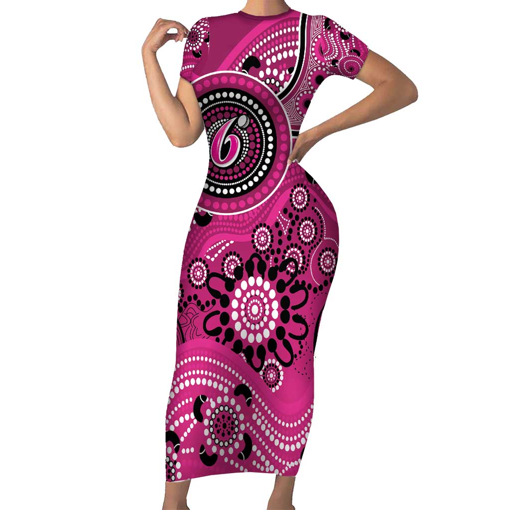 Sixers Cricket Custom Family Matching Short Sleeve Bodycon Dress and Hawaiian Shirt Australian Aboriginal