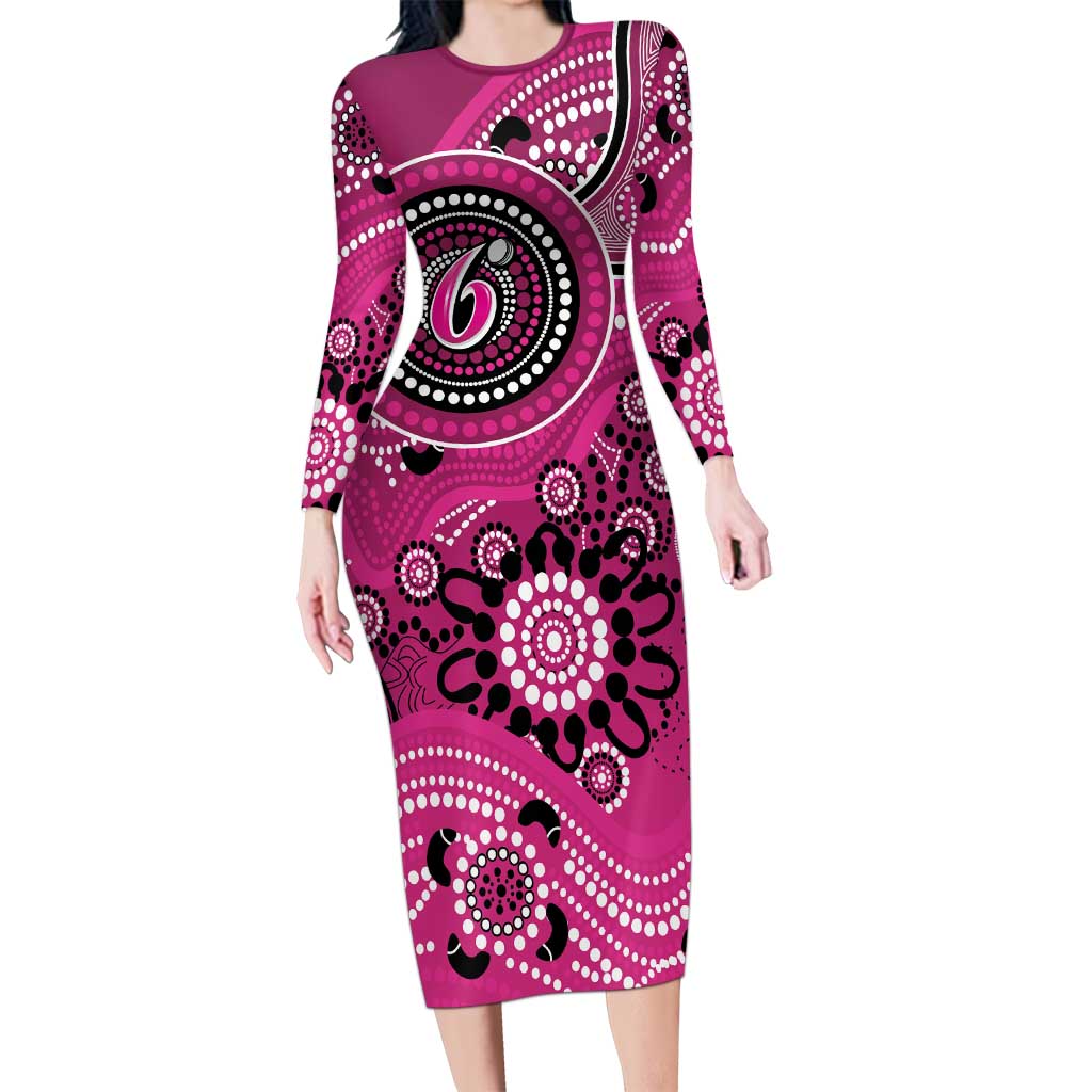 Sixers Cricket Custom Long Sleeve Bodycon Dress Australian Aboriginal