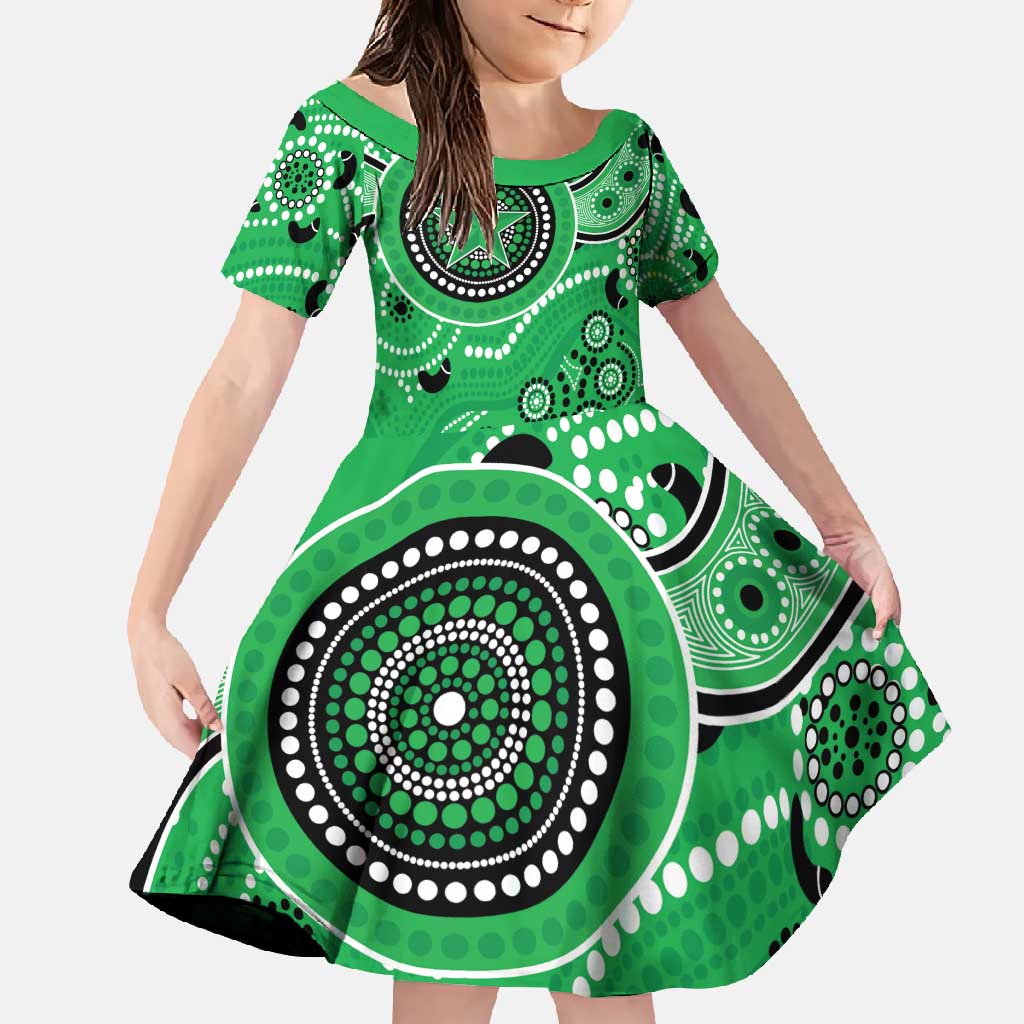 Stars Cricket Custom Family Matching Long Sleeve Bodycon Dress and Hawaiian Shirt Australian Aboriginal