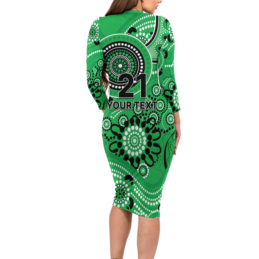 Stars Cricket Custom Family Matching Long Sleeve Bodycon Dress and Hawaiian Shirt Australian Aboriginal