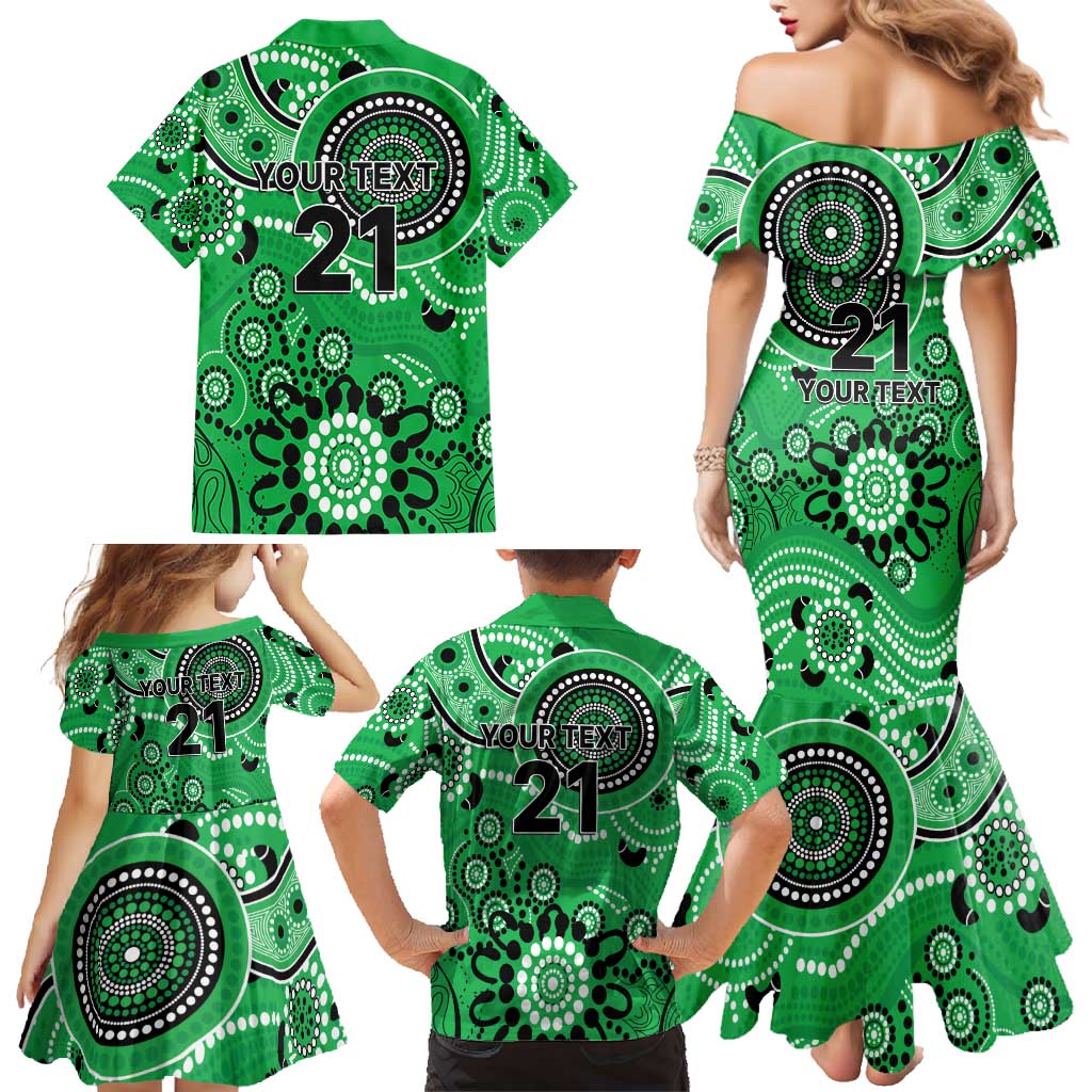 Stars Cricket Custom Family Matching Mermaid Dress and Hawaiian Shirt Australian Aboriginal