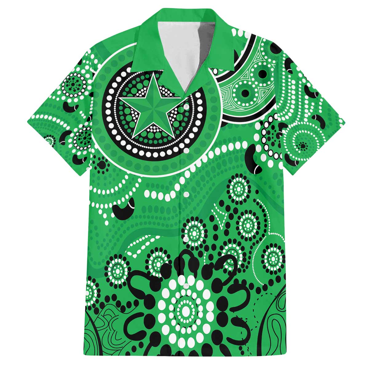 Stars Cricket Custom Family Matching Off The Shoulder Long Sleeve Dress and Hawaiian Shirt Australian Aboriginal