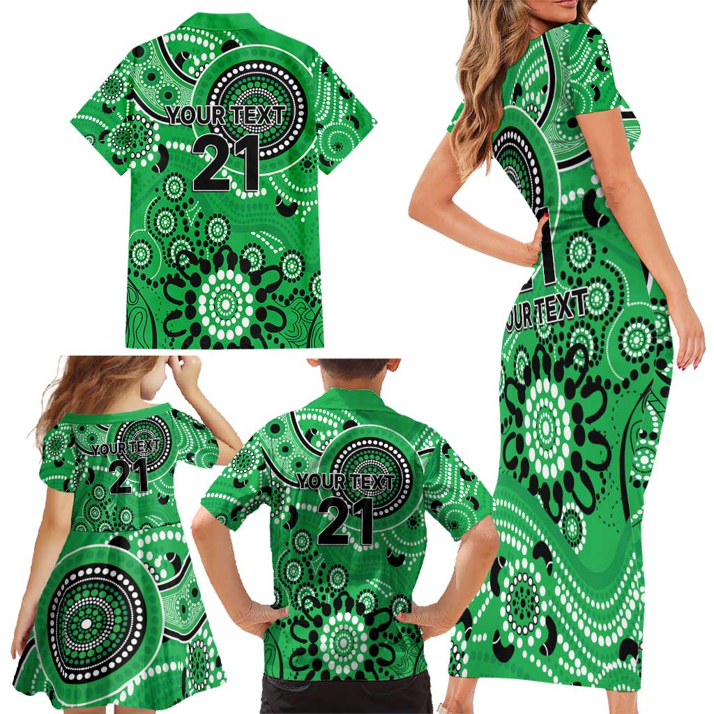 Stars Cricket Custom Family Matching Short Sleeve Bodycon Dress and Hawaiian Shirt Australian Aboriginal