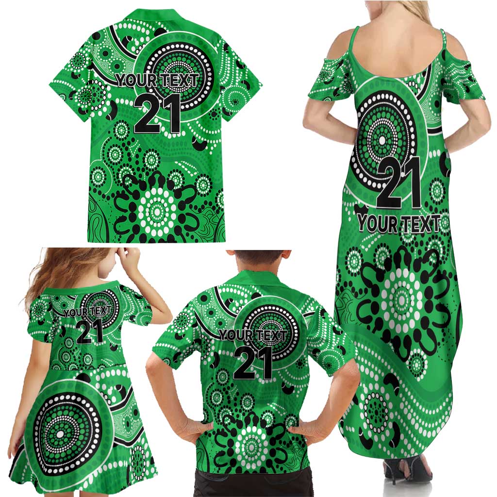 Stars Cricket Custom Family Matching Summer Maxi Dress and Hawaiian Shirt Australian Aboriginal