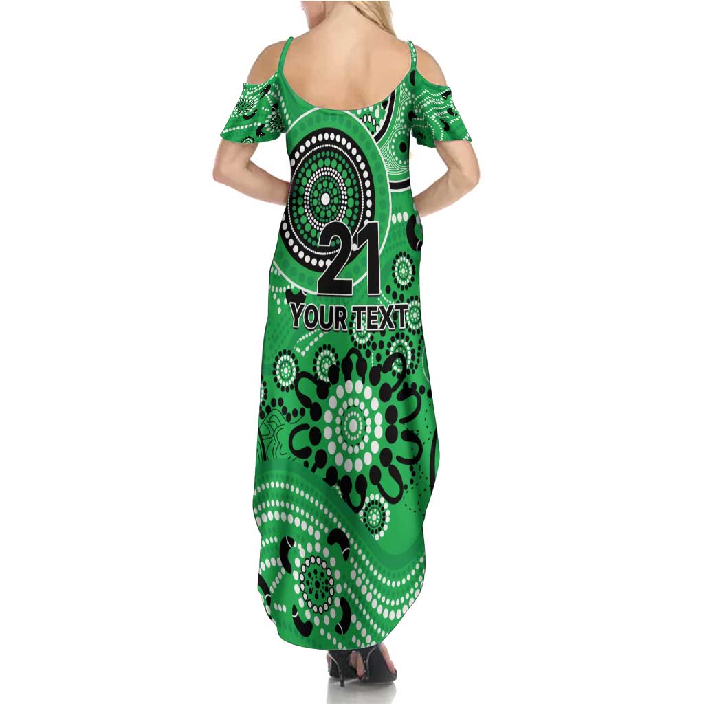 Stars Cricket Custom Family Matching Summer Maxi Dress and Hawaiian Shirt Australian Aboriginal