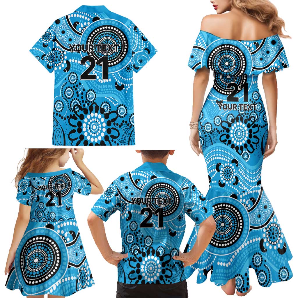 Strikers Cricket Custom Family Matching Mermaid Dress and Hawaiian Shirt Australian Aboriginal