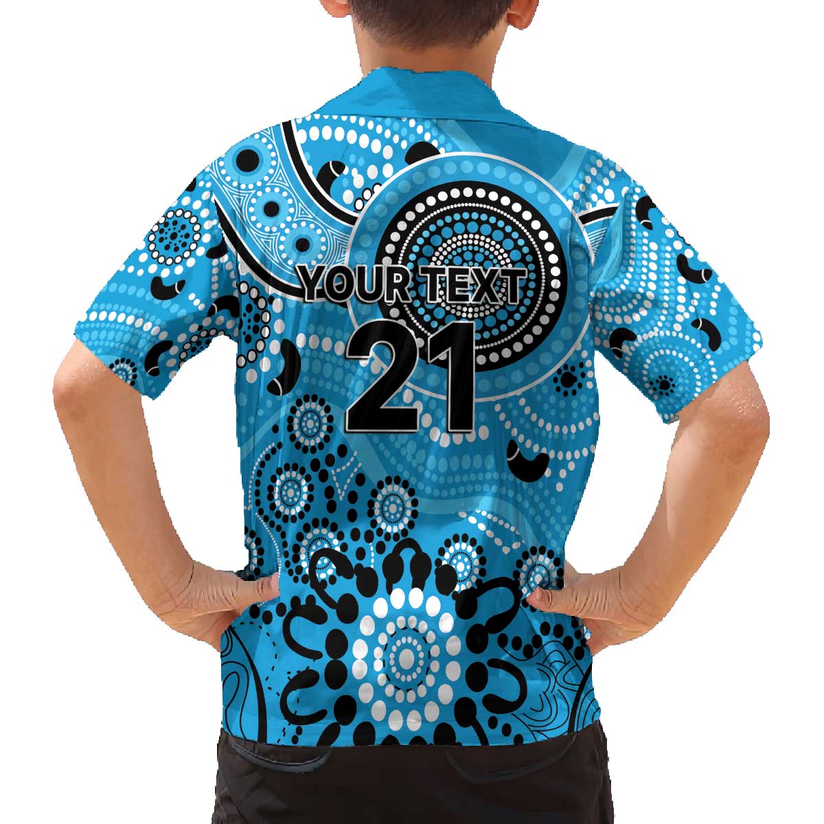 Strikers Cricket Custom Family Matching Off The Shoulder Long Sleeve Dress and Hawaiian Shirt Australian Aboriginal