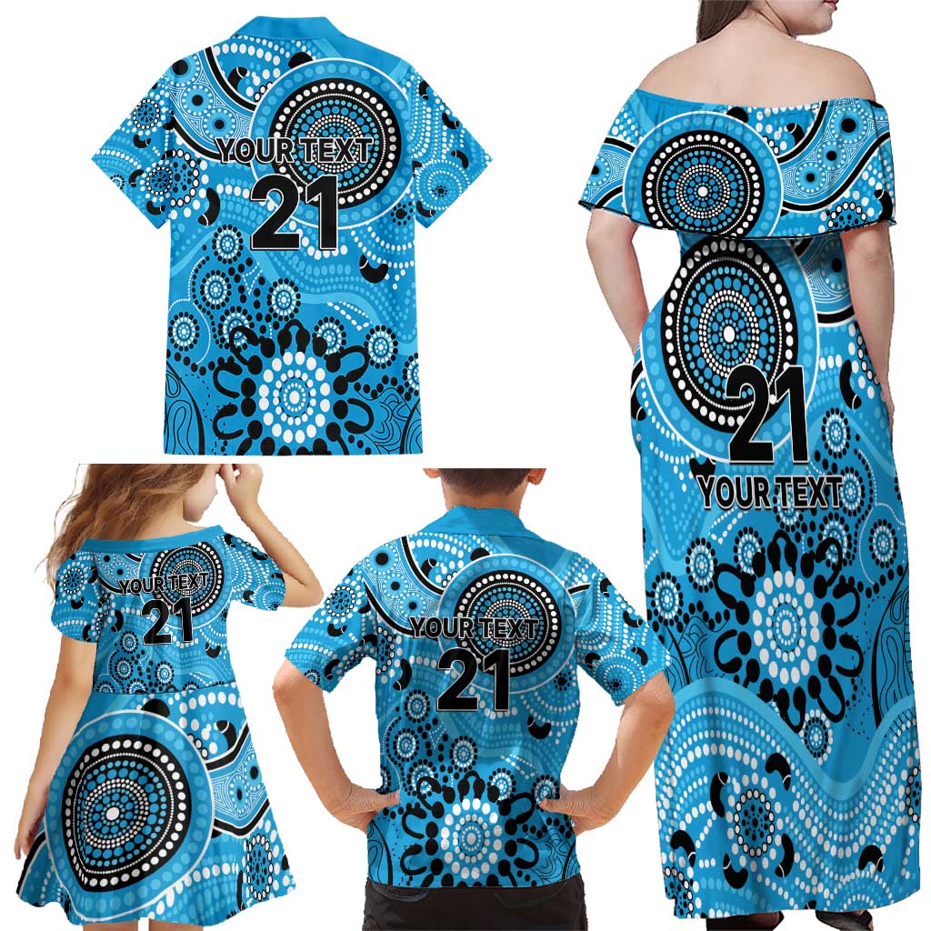 Strikers Cricket Custom Family Matching Off Shoulder Maxi Dress and Hawaiian Shirt Australian Aboriginal