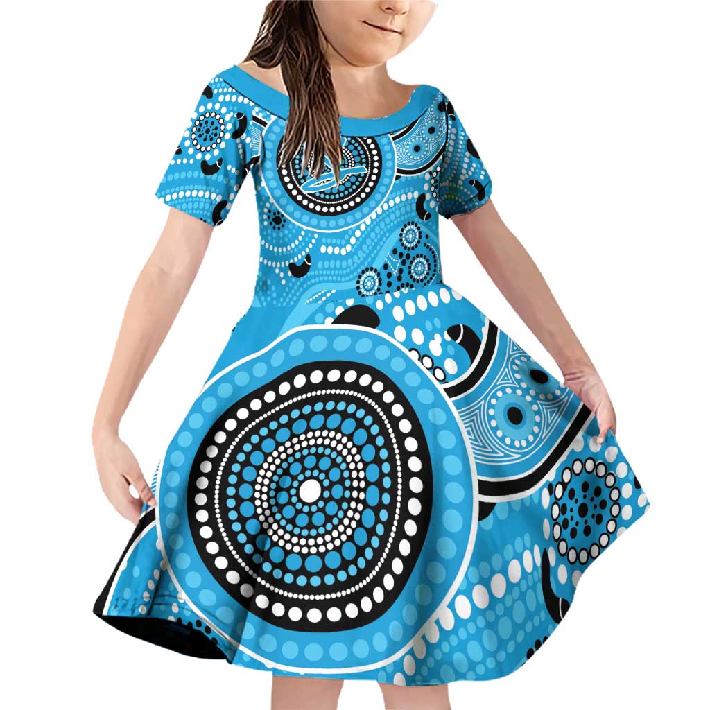 Strikers Cricket Custom Family Matching Off Shoulder Short Dress and Hawaiian Shirt Australian Aboriginal