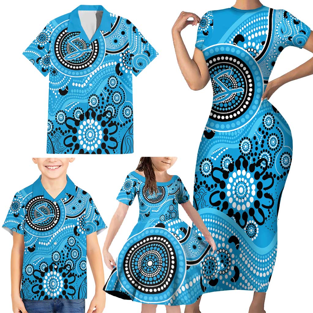 Strikers Cricket Custom Family Matching Short Sleeve Bodycon Dress and Hawaiian Shirt Australian Aboriginal