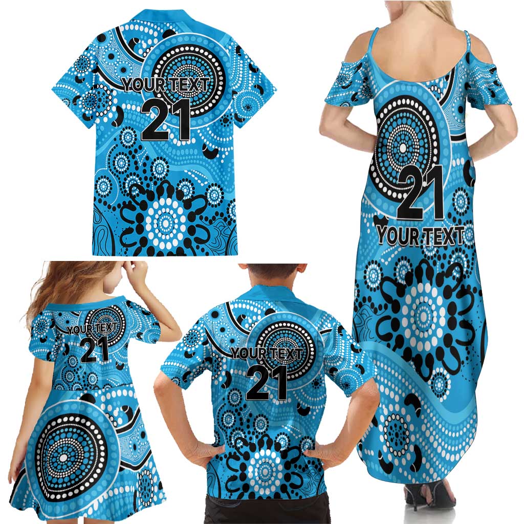 Strikers Cricket Custom Family Matching Summer Maxi Dress and Hawaiian Shirt Australian Aboriginal