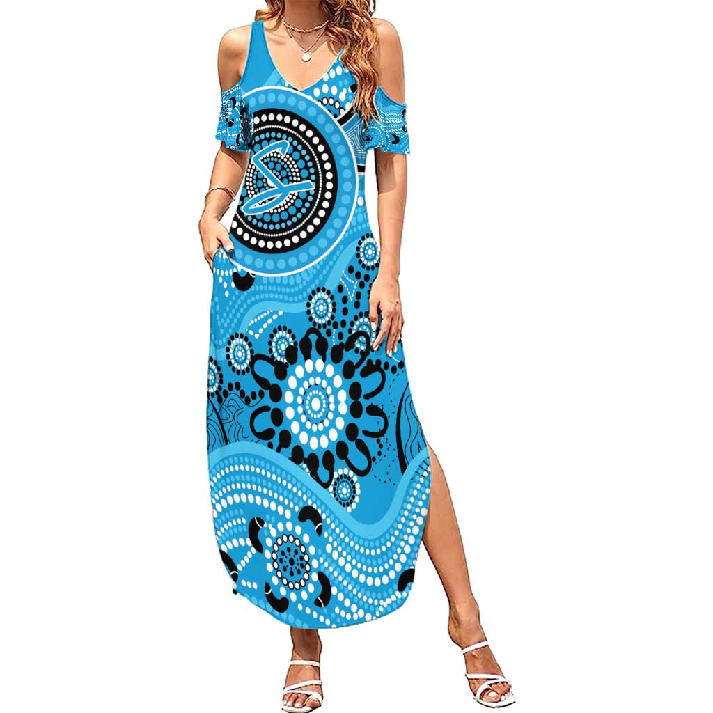 Strikers Cricket Custom Family Matching Summer Maxi Dress and Hawaiian Shirt Australian Aboriginal