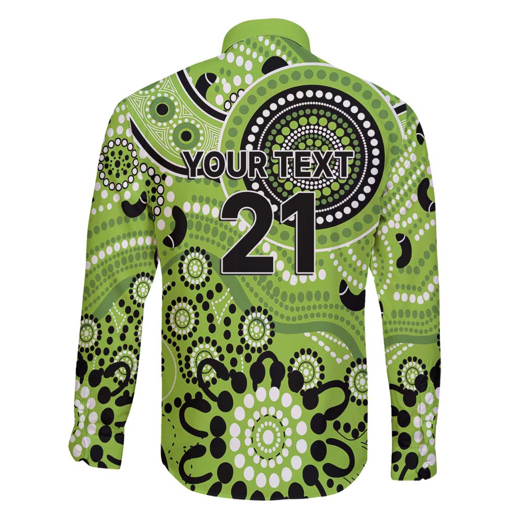 Thunder Cricket Custom Family Matching Long Sleeve Bodycon Dress and Hawaiian Shirt Australian Aboriginal