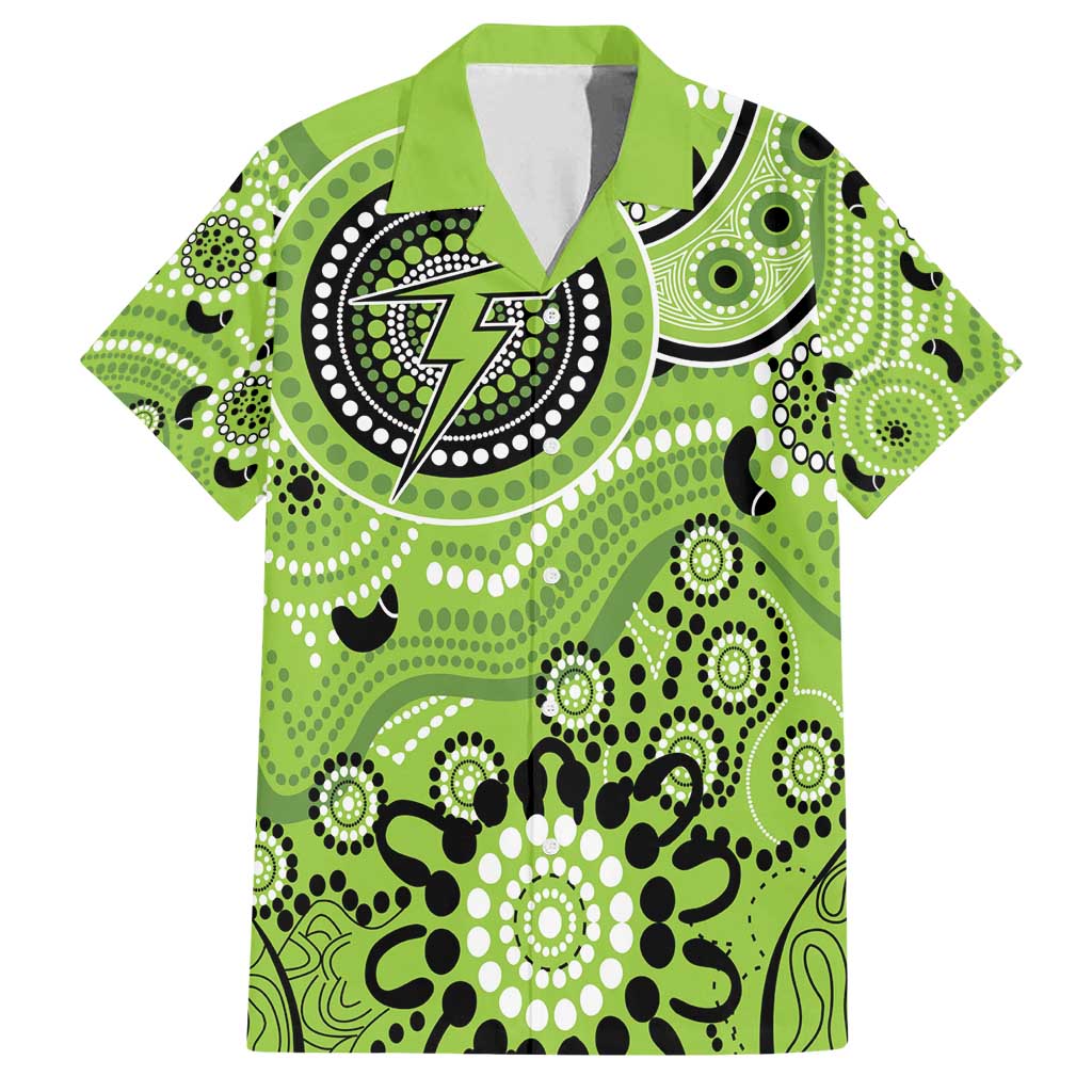 Thunder Cricket Custom Family Matching Off Shoulder Short Dress and Hawaiian Shirt Australian Aboriginal