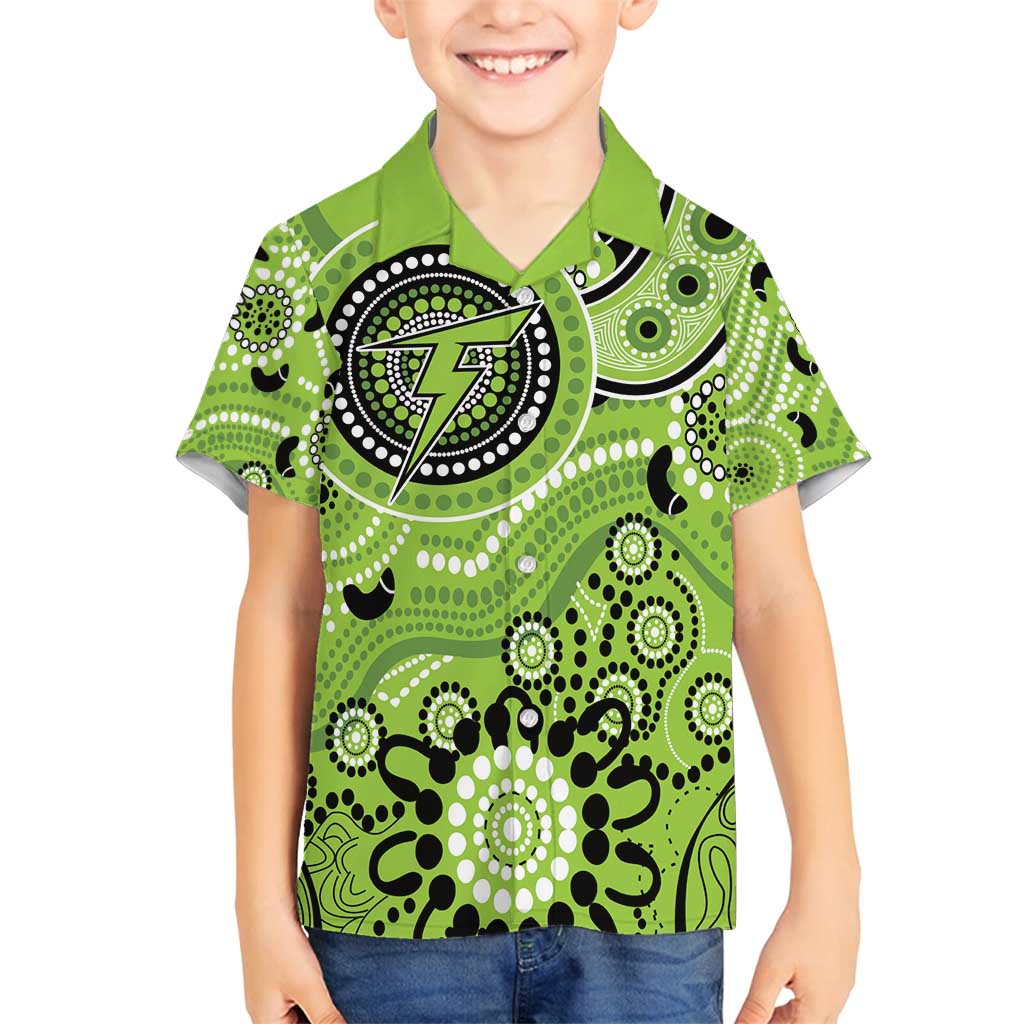 Thunder Cricket Custom Family Matching Off Shoulder Short Dress and Hawaiian Shirt Australian Aboriginal