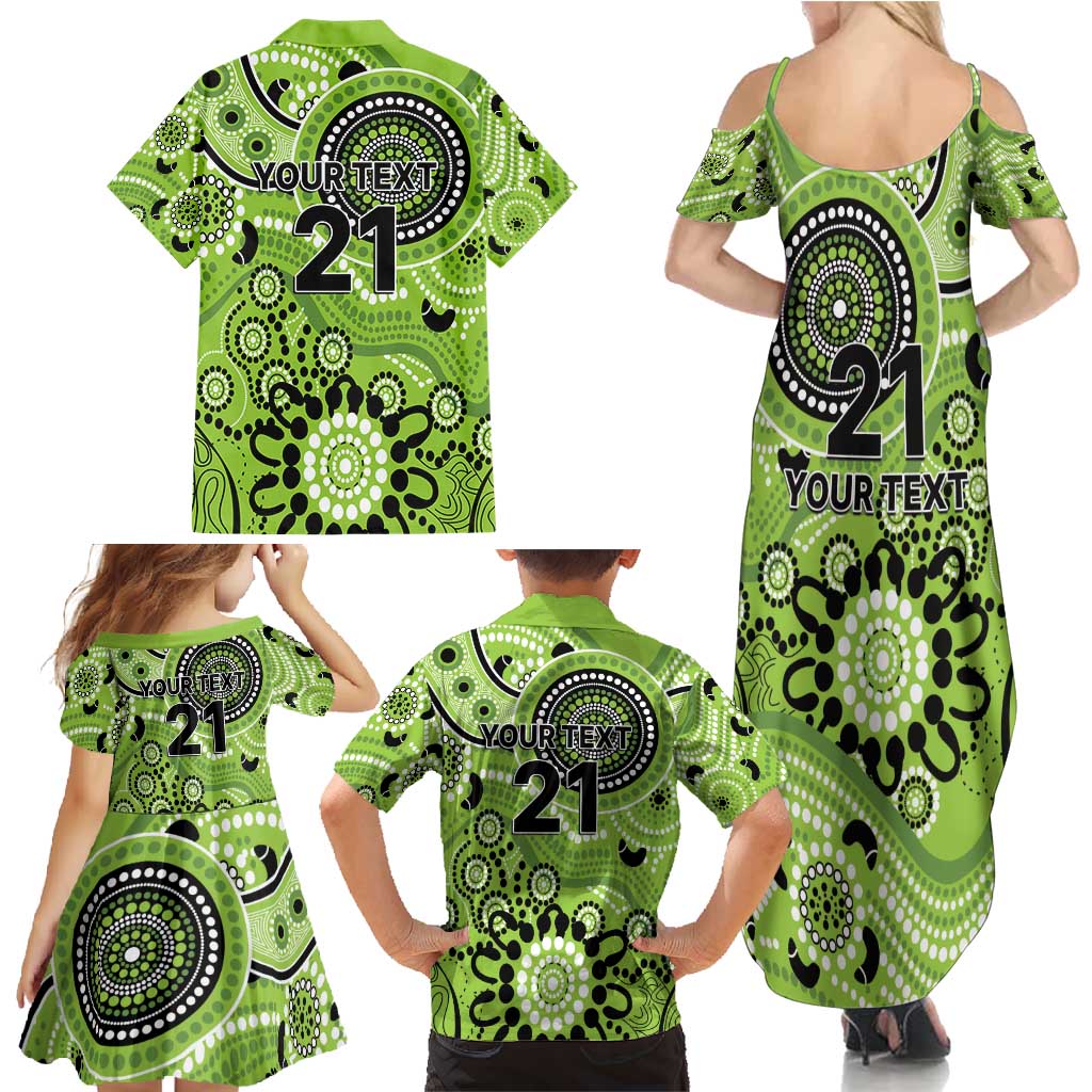 Thunder Cricket Custom Family Matching Summer Maxi Dress and Hawaiian Shirt Australian Aboriginal