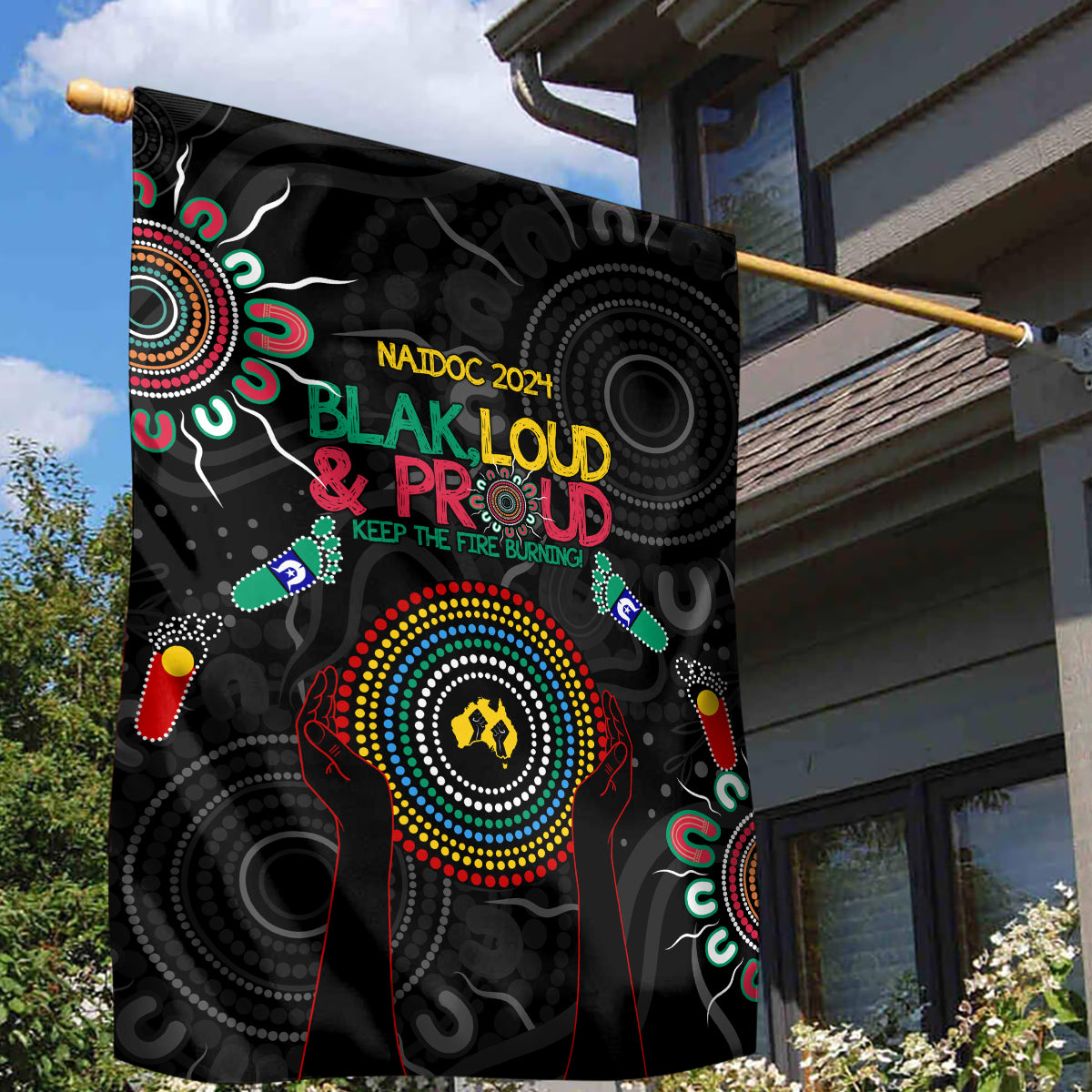 Blak Loud and Proud NAIDOC 2024 Garden Flag Indigenous Aboriginal - Vibe Hoodie Shop