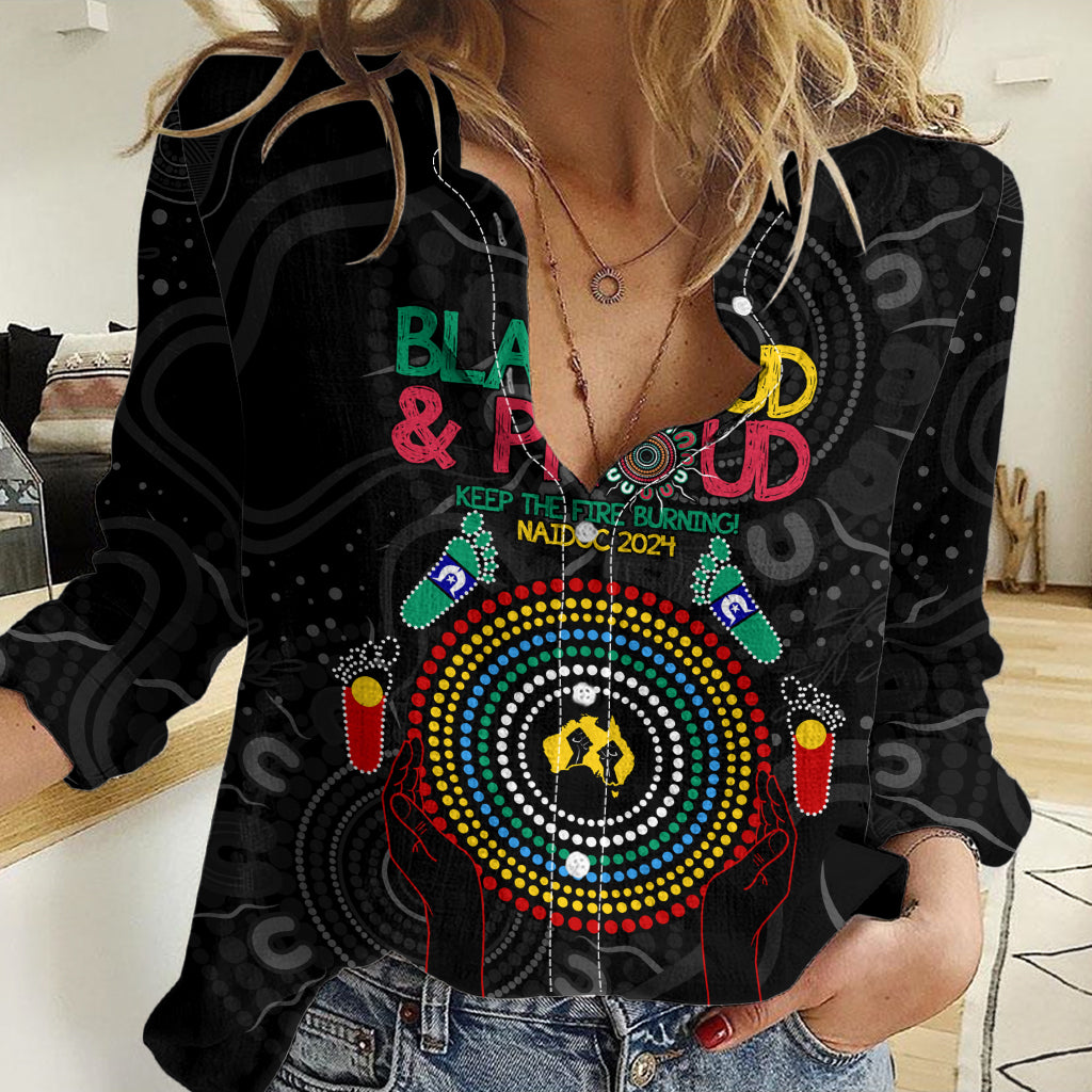 Blak Loud and Proud NAIDOC 2024 Women Casual Shirt Indigenous Aboriginal - Vibe Hoodie Shop