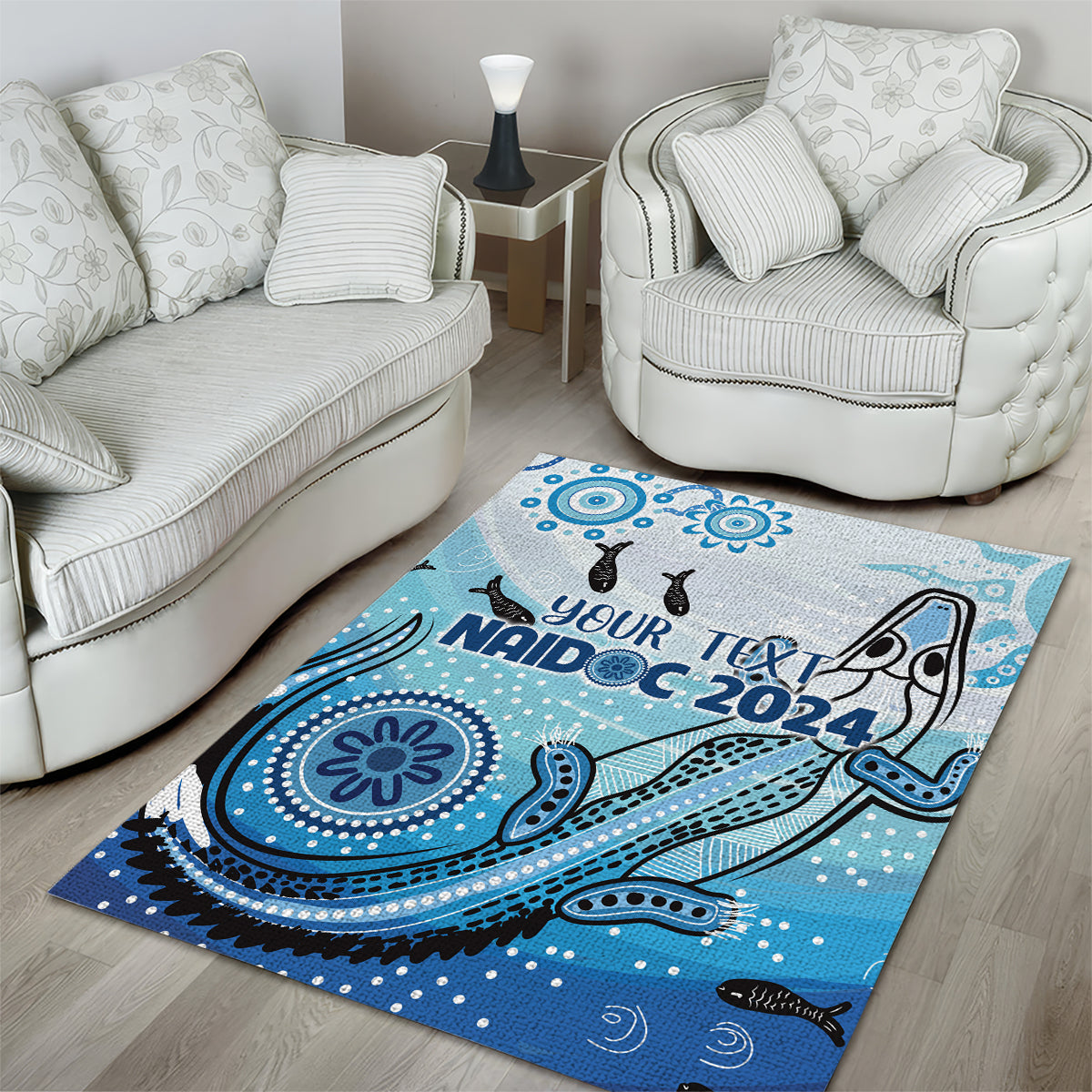 Personalised Keep the Fire Burning NAIDOC 2024 Area Rug Aboriginal Dot with Crocodile - Vibe Hoodie Shop